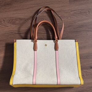 Tory Burch Blank Canvas Cream and Yellow Tote